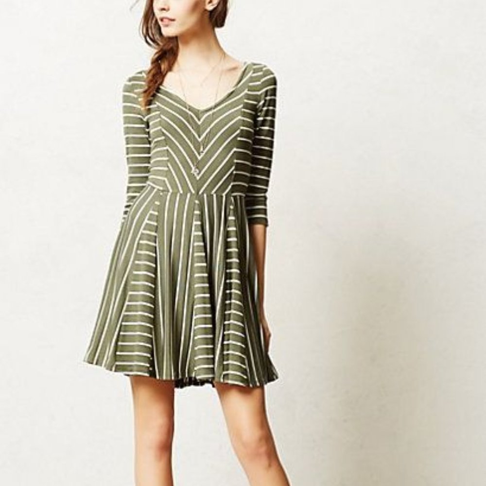 Anthropologie Puella Mixed Meter Stripe Dress NWOT size XS Extra Small